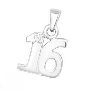 Sterling Silver Number Pendant Sweet 16 Necklace